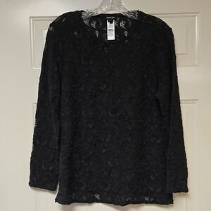 Worth Black Long Sleeve Lace Blouse